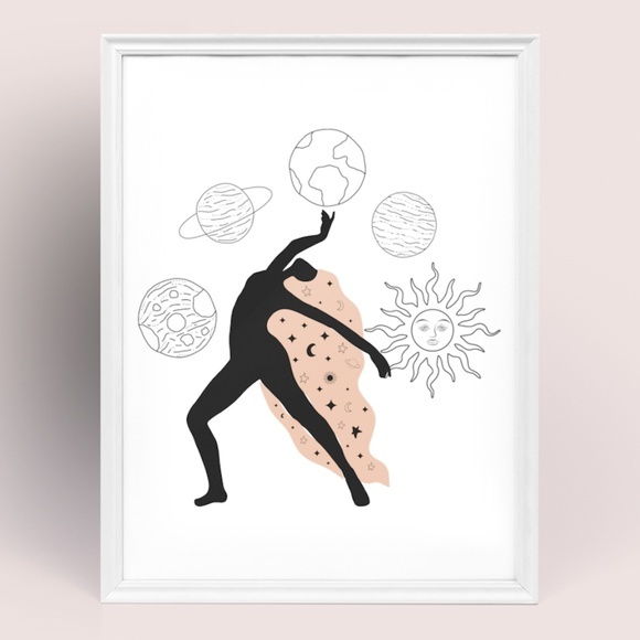 Wall Art Bohemian Woman Silhouette Celestial Print Poster Illustration Unframed - Picture 6 of 6